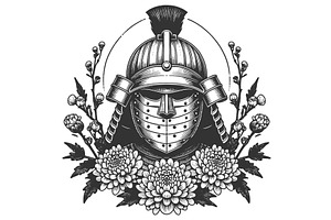 Samurai Helmet With Chrysanthemum