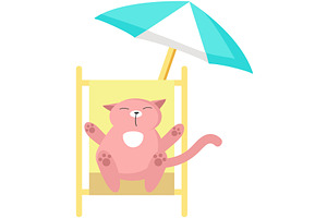 Cat sleeping rest on beach vector, an Animal Illustration by SiberianArt