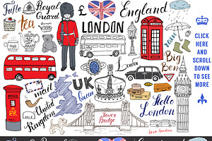 London Sketched Doodles Vector Set