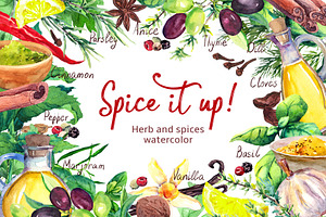 Herbs and spices watercolor clipart