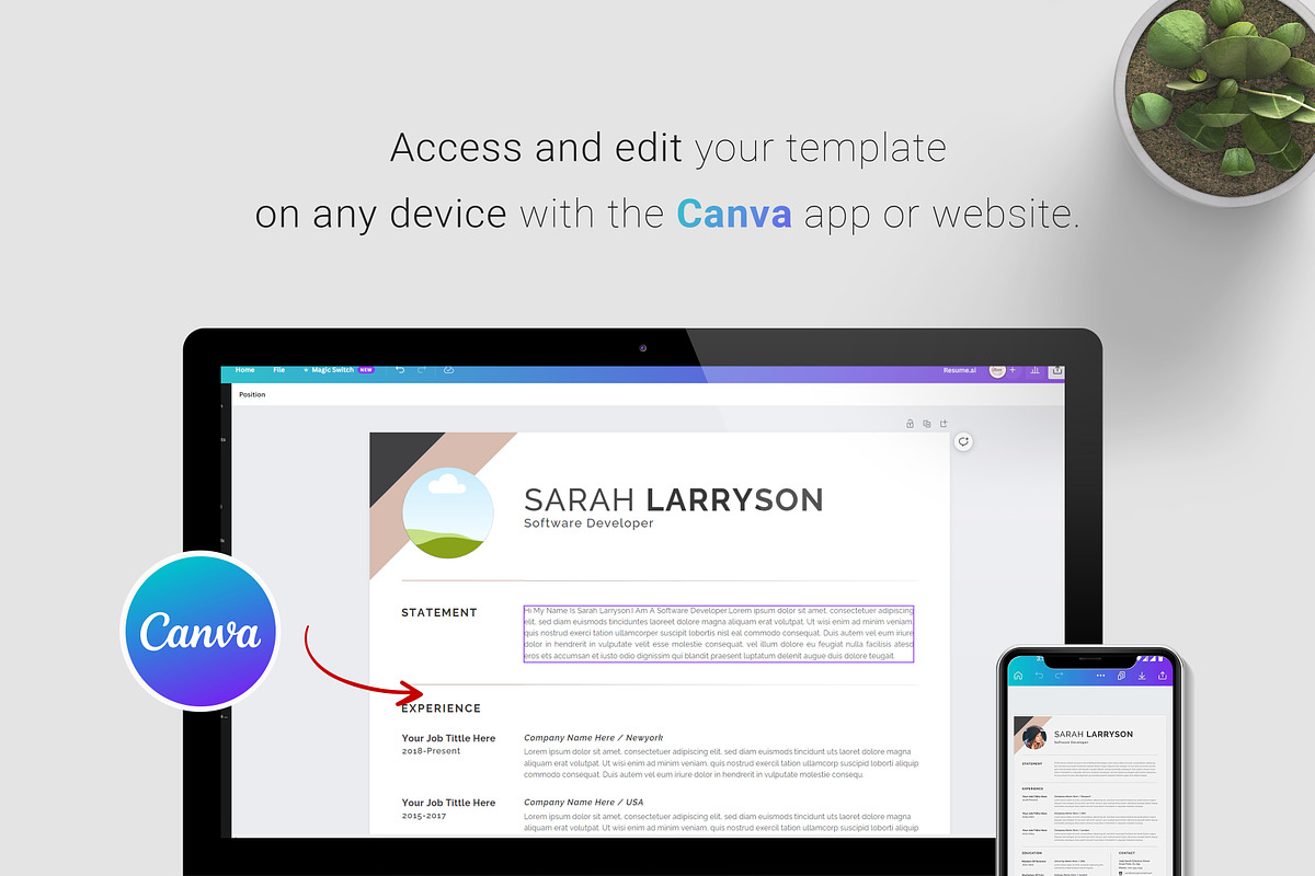Resume / CV Template | Canva & Word, a Resume Template by CreativeZoom (Photo 7 of 7)