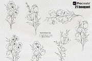 FineLine Floral Stamps for Procreate, a Brush Add-On by CaraulanStore (Thumbnail 2 of 9)