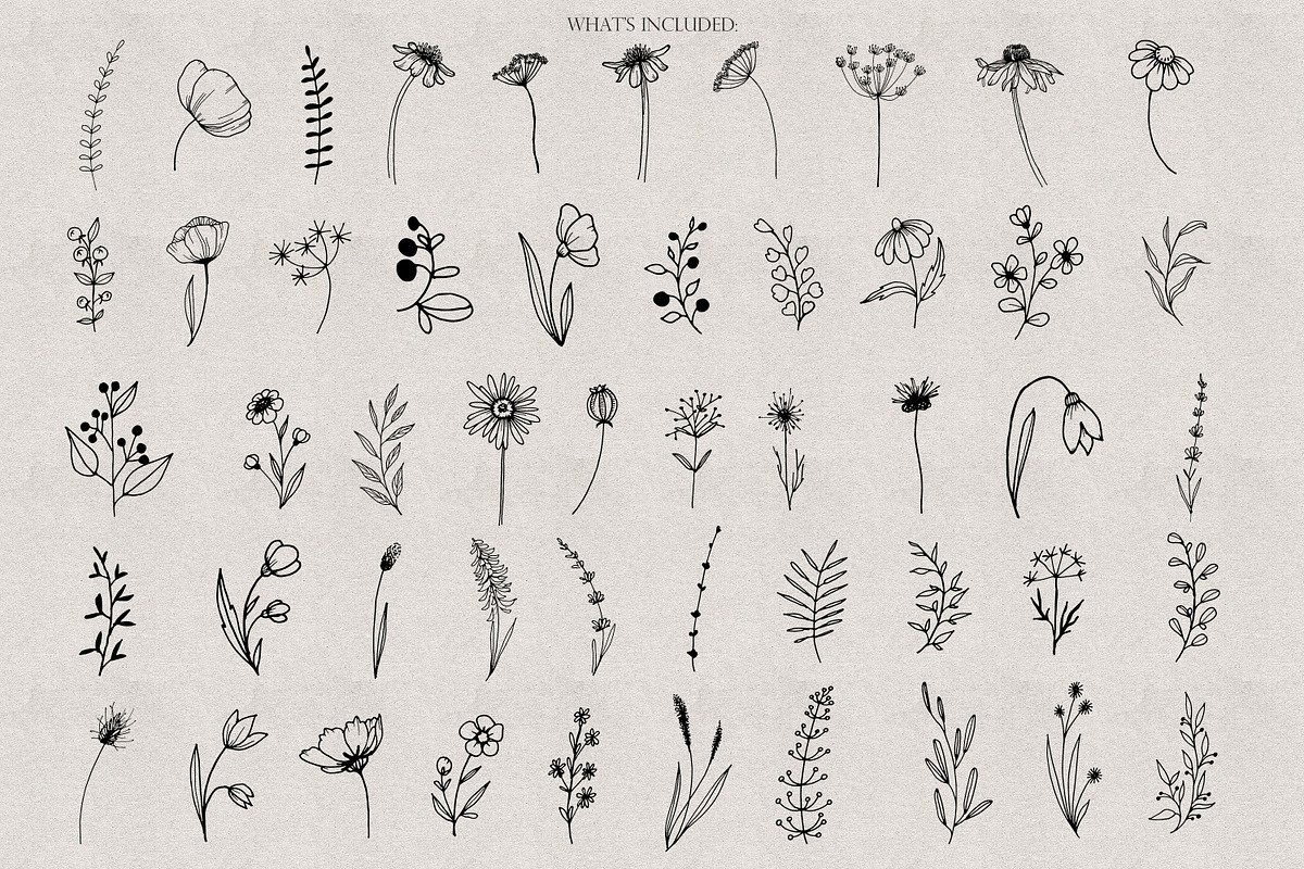Procreate Floral Doodle Stamps Brush, a Brush Add-On by Dervik Art Store (Photo 3 of 6)