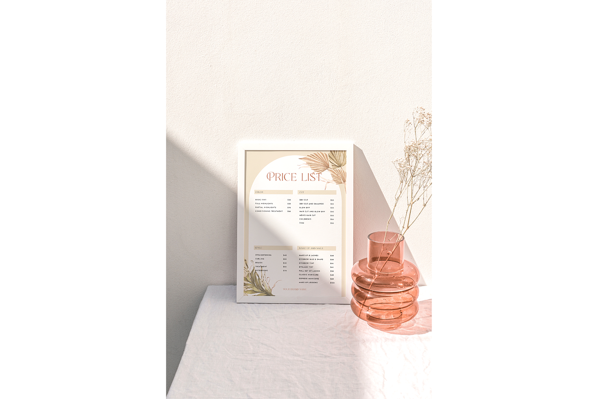 Boho Price List Canva Template, a Flyer Template by Hellohastore (Photo 7 of 9)