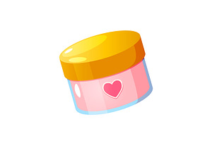 Cosmetic cream in glossy jar, an Object Illustration by Elen_Art
