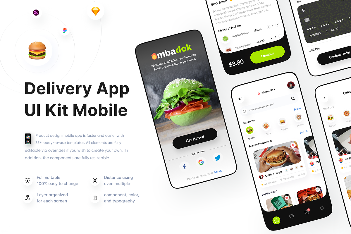 Mbadok - Delivery App UI Kit, an UI Kit Template by Korsa Agency (Photo 1 of 6)