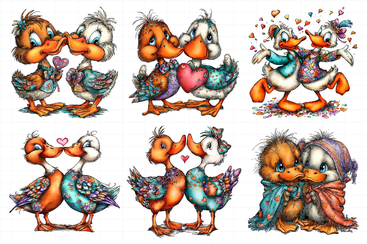 Whimsical Duck Couple Clipart, an Illustration by Daily.Designs (Photo 6 of 8)