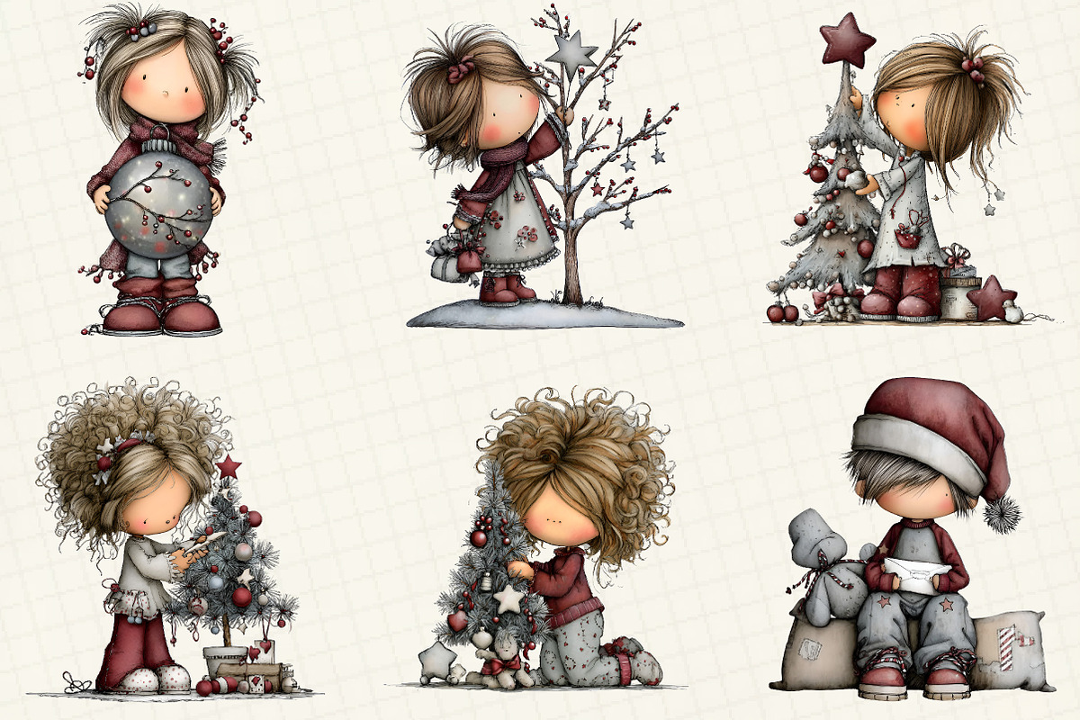 Christmas Little Girl Clipart, an Illustration by DreamCafeArt (Photo 2 of 8)