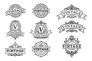 Collection of Vintage Style Logos, a Branding & Logo Template by Saba Vector