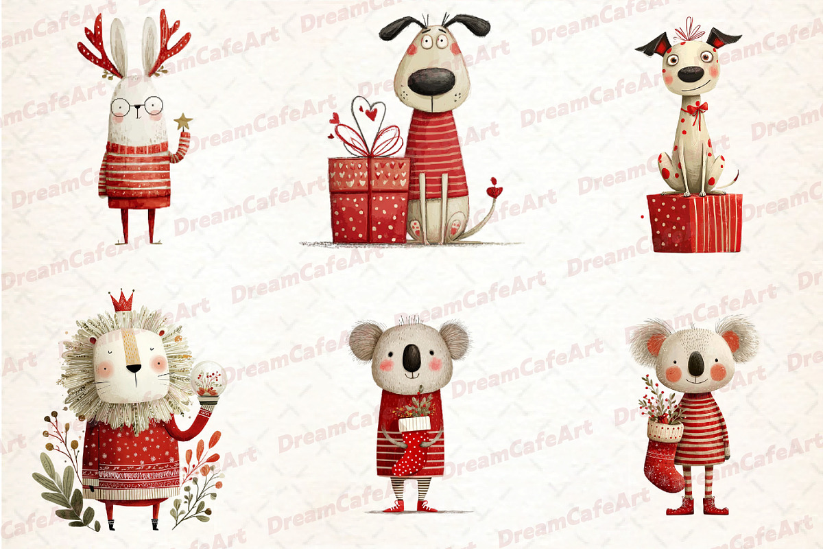 Funny Christmas Animals Clipart, an Illustration by DreamCafeArt (Photo 7 of 8)