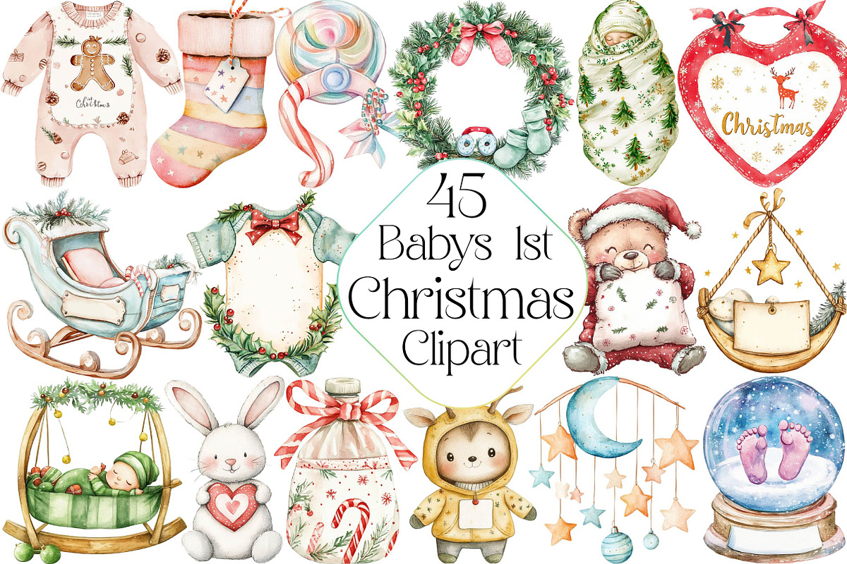Babys 1st Christmas Clipart Sublimat, an Illustration by DreamPrint404 (Photo 1 of 5)