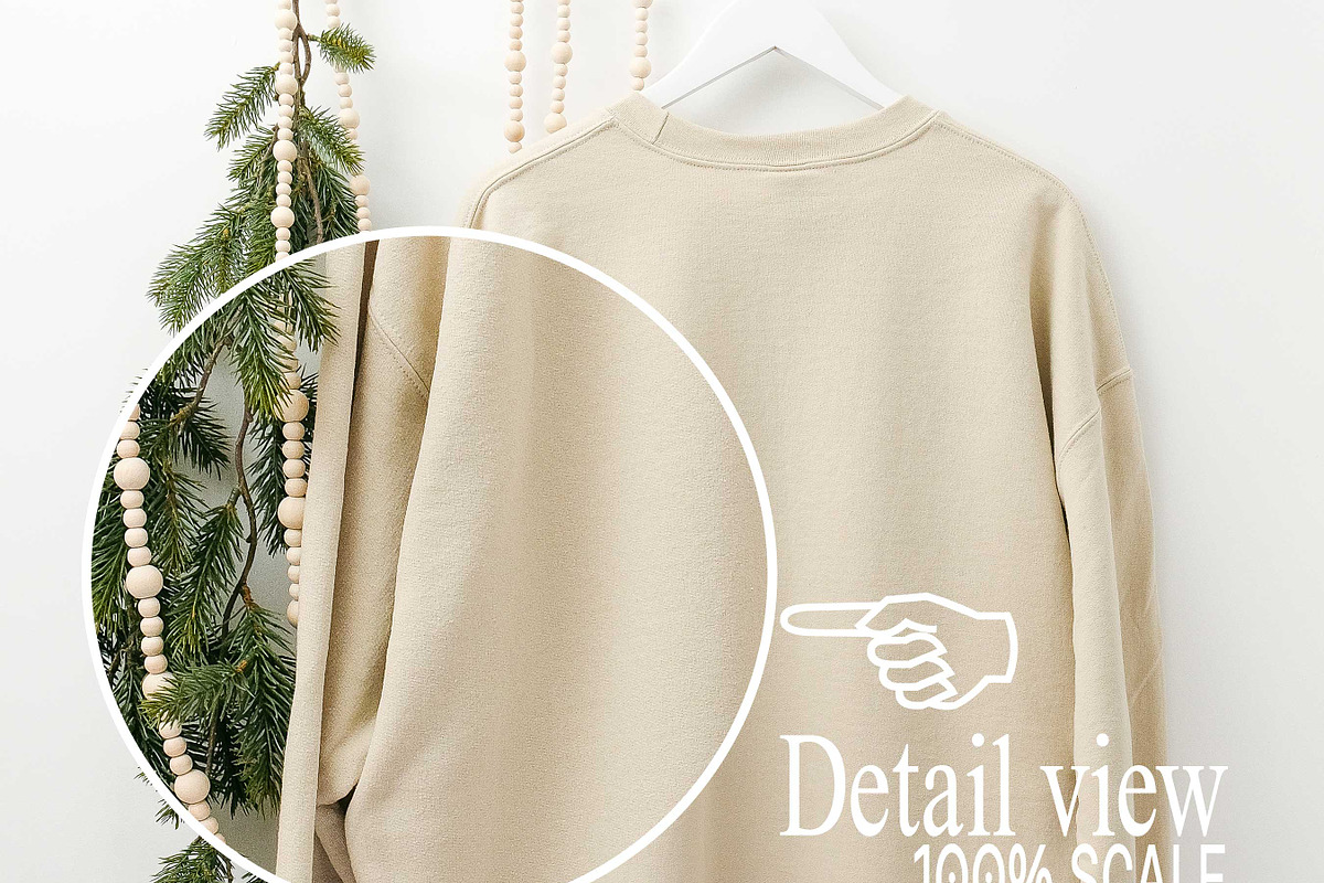 Sand Gildan 18000 Xmas Mockup x3, a Shirt Mockup by Uncommon Mockups (Photo 4 of 6)