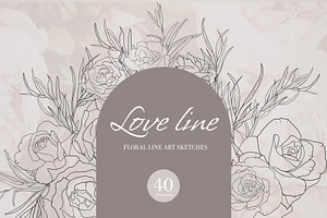 Love Line-Floral Line Art Sketches