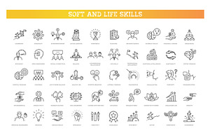 Soft and Life Skills Line Icons Set, an Outline Icon by Tettygreen