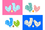 Farm animals logo Rooster and chicke, a Graphic by NataliiaVolyk (Thumbnail 4 of 6)