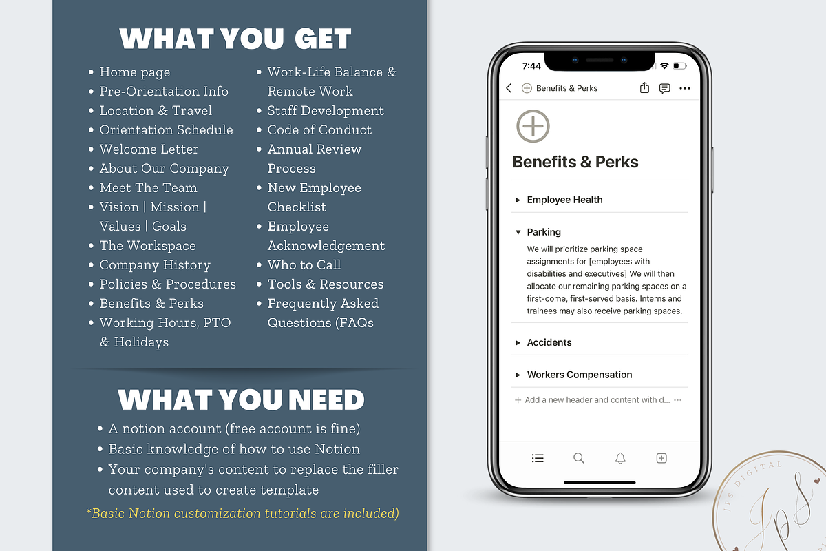 Notion Employee Handbook Template, an App Template by Designs by Darowan (Photo 9 of 10)
