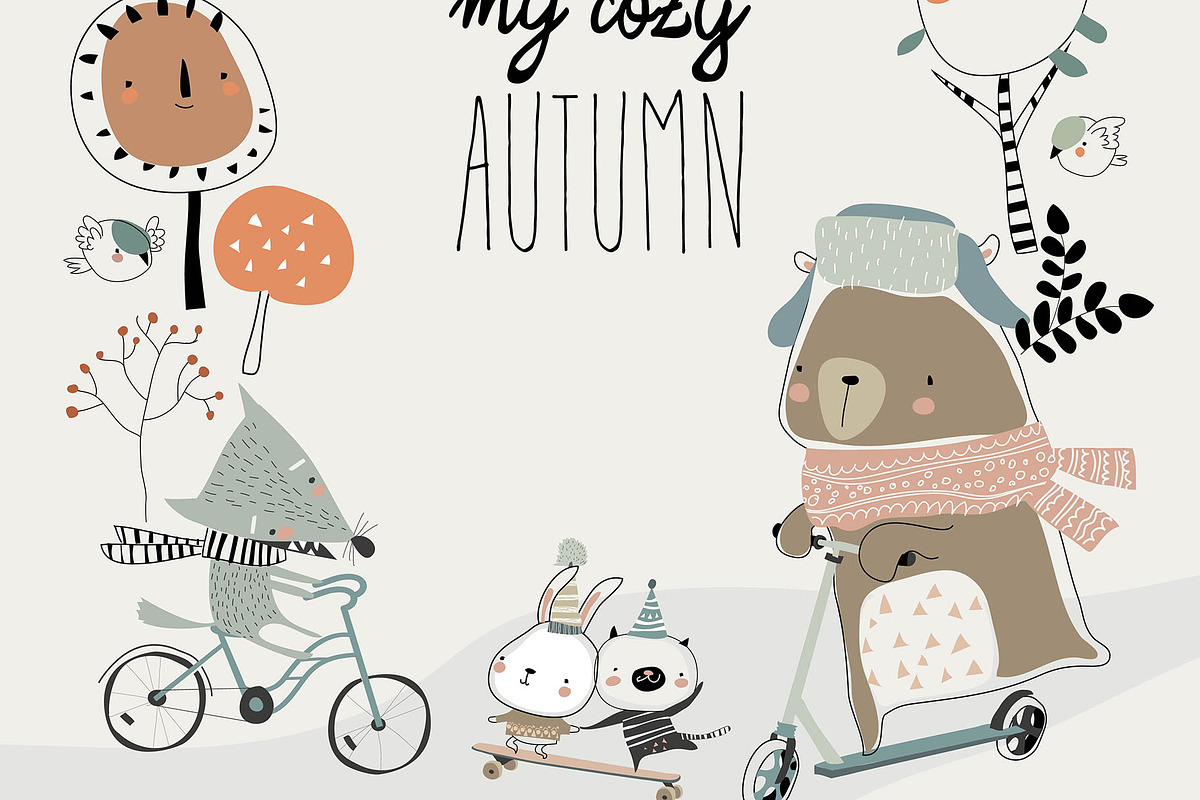 Animals Doing Sport In Autumn Forest, an Animal Illustration by Maria Starus (Photo 3 of 3)