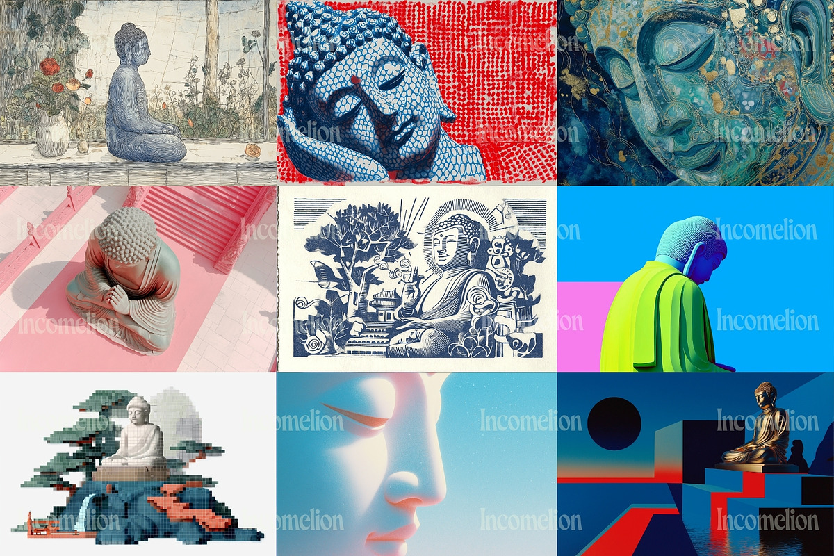 150 Spiritual Buddha Illustrations, a Decorative Illustration by Incomelion (Photo 8 of 21)