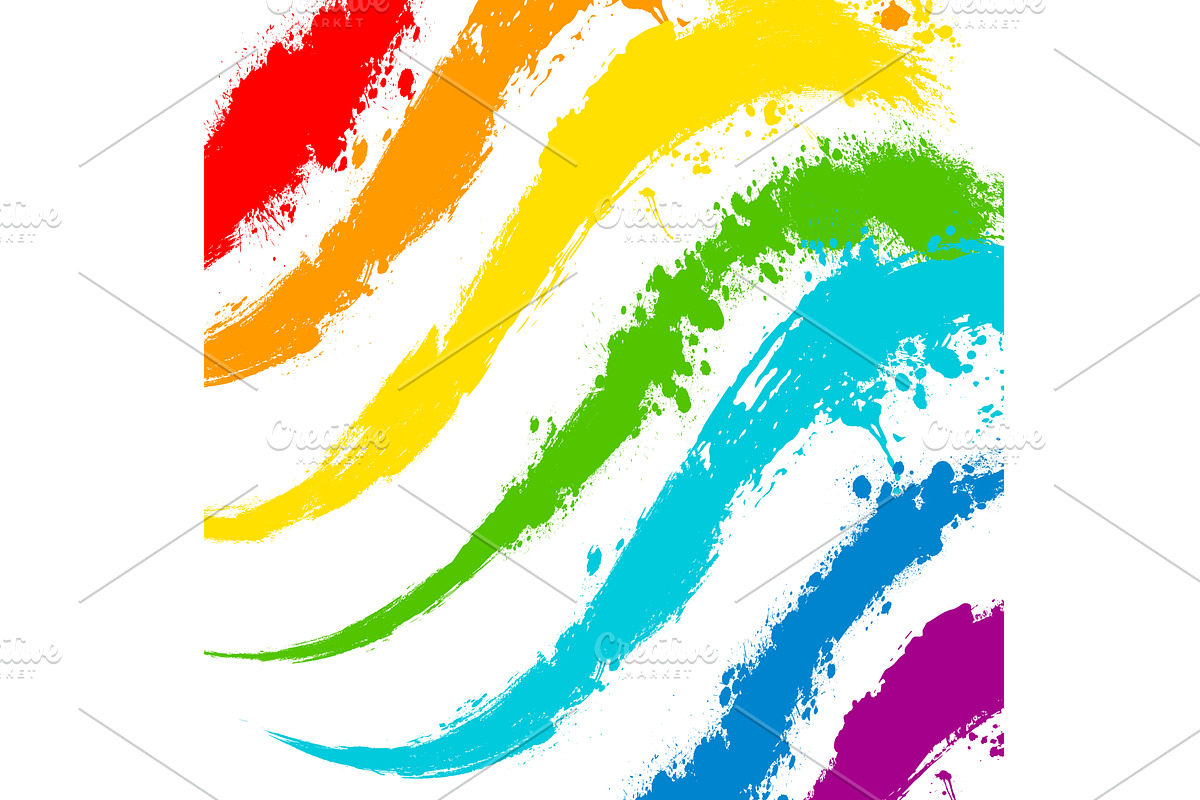 Rainbow paint strokes background, an Illustration by Nenahliadava Design