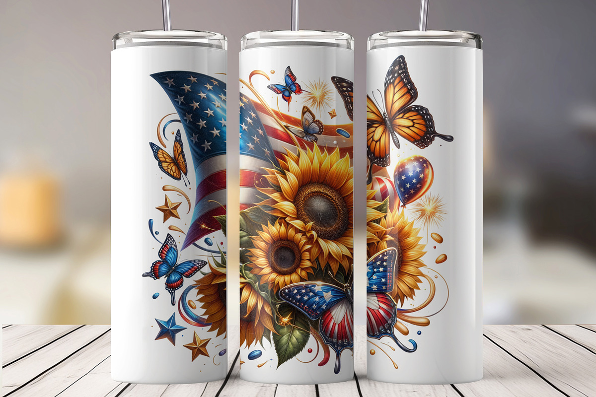 Sunflower & Butterfly Tumbler Wrap, an Object Graphic by Creative Arslan (Photo 3 of 3)