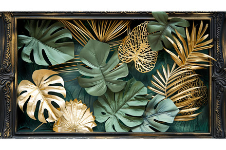Green and Gold Tropical Leaves, an Illustration by tilialucida