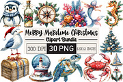 Merry Maritime Christmas Clipart, an Illustration by Black Bird Studio (Thumbnail 1 of 6)
