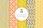 5 Seamless Mid-Century Patterns, a Background Graphic by CojoMoxon (Thumbnail 1 of 7)