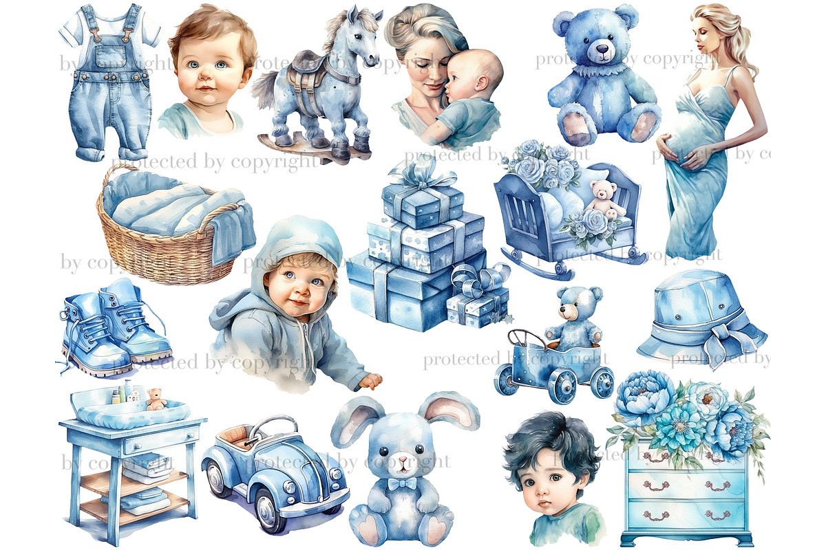 Baby Boy Clipart Bundle, a Person Illustration by GlamArtZhanna (Photo 2 of 5)