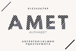 Striped Minimal Font Set, a Graphic by Pro_Vector