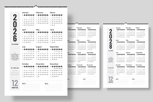 Minimal Calendar for 2026 to 2028, a Stationery Template by ContestDesign