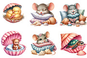 Seashell Baby Animals Clipart, an Illustration by DreamArtGraphic (Thumbnail 2 of 4)
