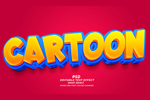 PSD Cartoon 3d Editable Text Effect