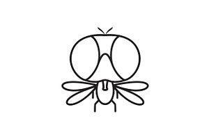 Cartoon Line Insect Flies Logo