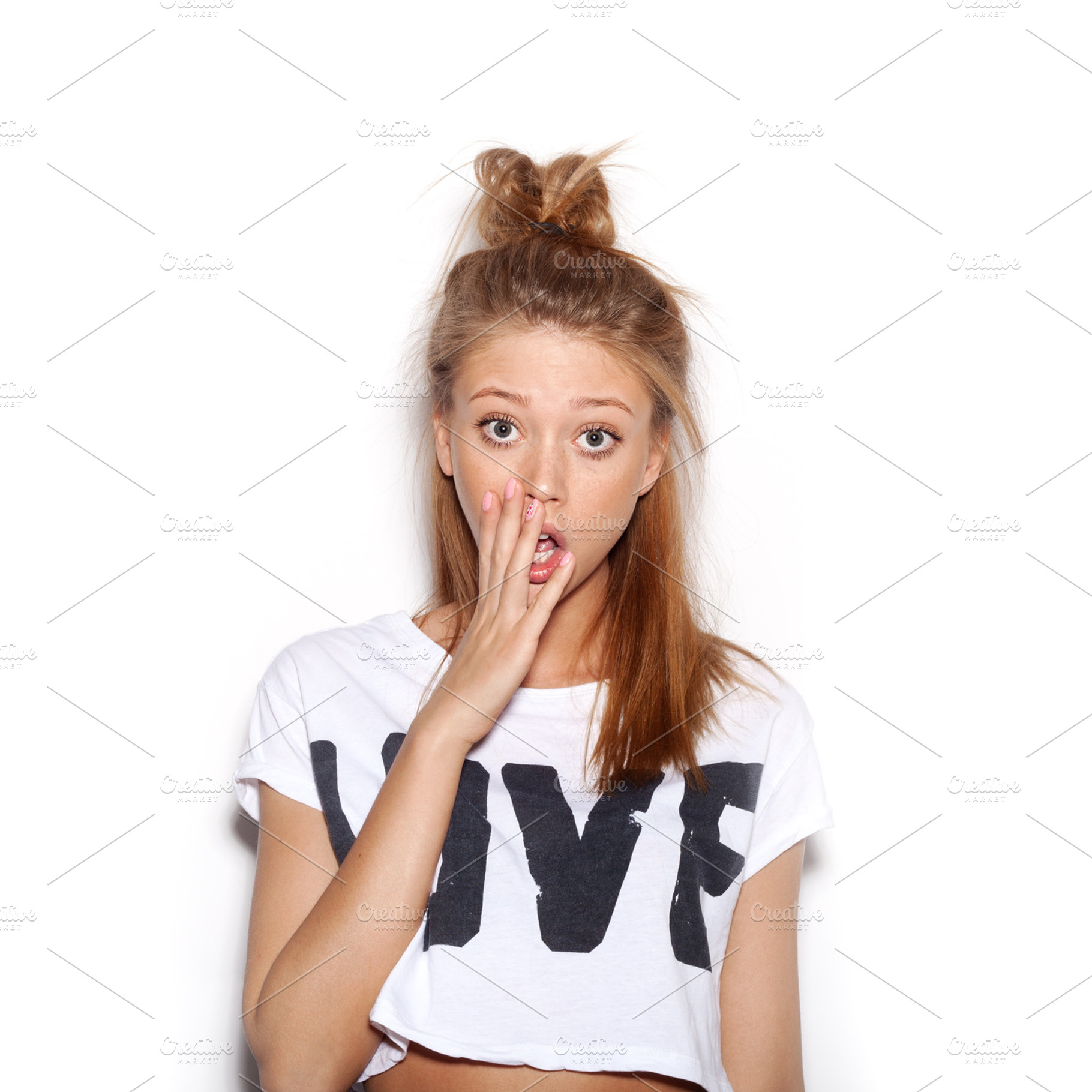 Surprised girl containing woman, fashion, and girl, a Person Photo by Aliaksei Kaponia