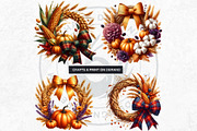 Autumn Harvest Wreaths Clipart, a Seasonal Illustration by ThatsDesignArt (Thumbnail 6 of 10)
