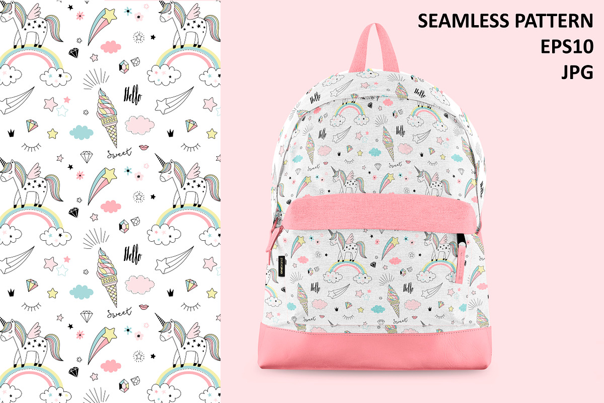 Unicorn Magic cliparts & patterns, a Decorative Illustration by @olga.angelloz (Photo 4 of 6)