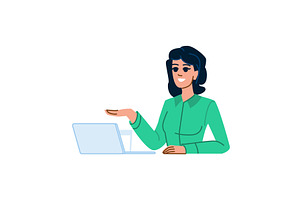 Smiling businesswoman showing, a Person Illustration by pikepicture