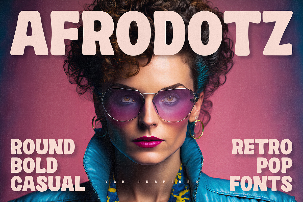 Afrodotz - Bold Retro Pop Fonts, a Sans Serif Font by Konstantine Studio (Photo 1 of 3)