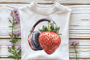 Watercolor Cute Strawberry Clipart, an Illustration by CraftArtStudio (Thumbnail 4 of 6)