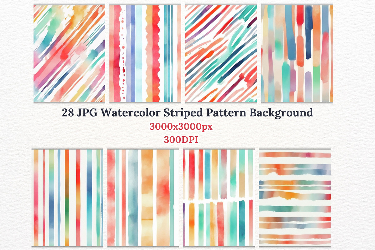 Watercolor Stripe Pattern Background, a Pattern Graphic by Vachira Digital Studio (Photo 2 of 4)