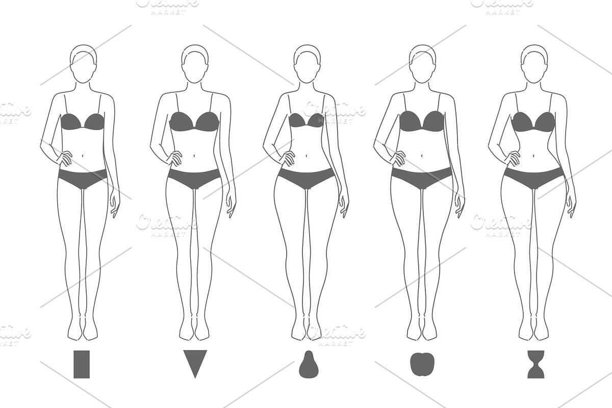 Five types of women s body shapes, an Object Illustration by Alltruecolours