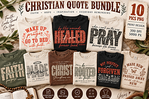 Christian Quote PNG Bundle 10 pics, a Decorative Illustration by ElDesignState