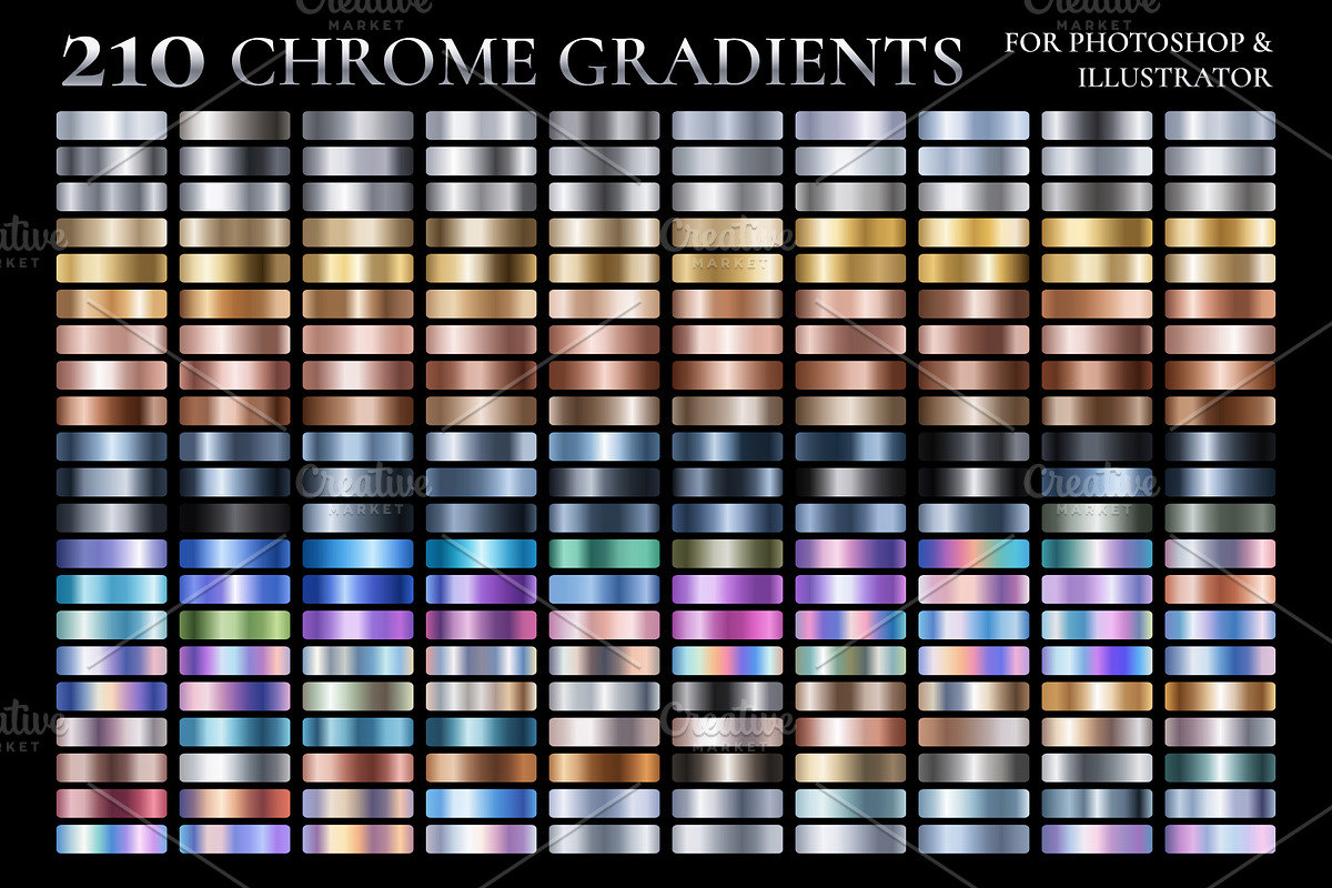 CHROME GRADIENTS PS & Illustrator, a Gradient Add-On by Juksy (Photo 1 of 3)
