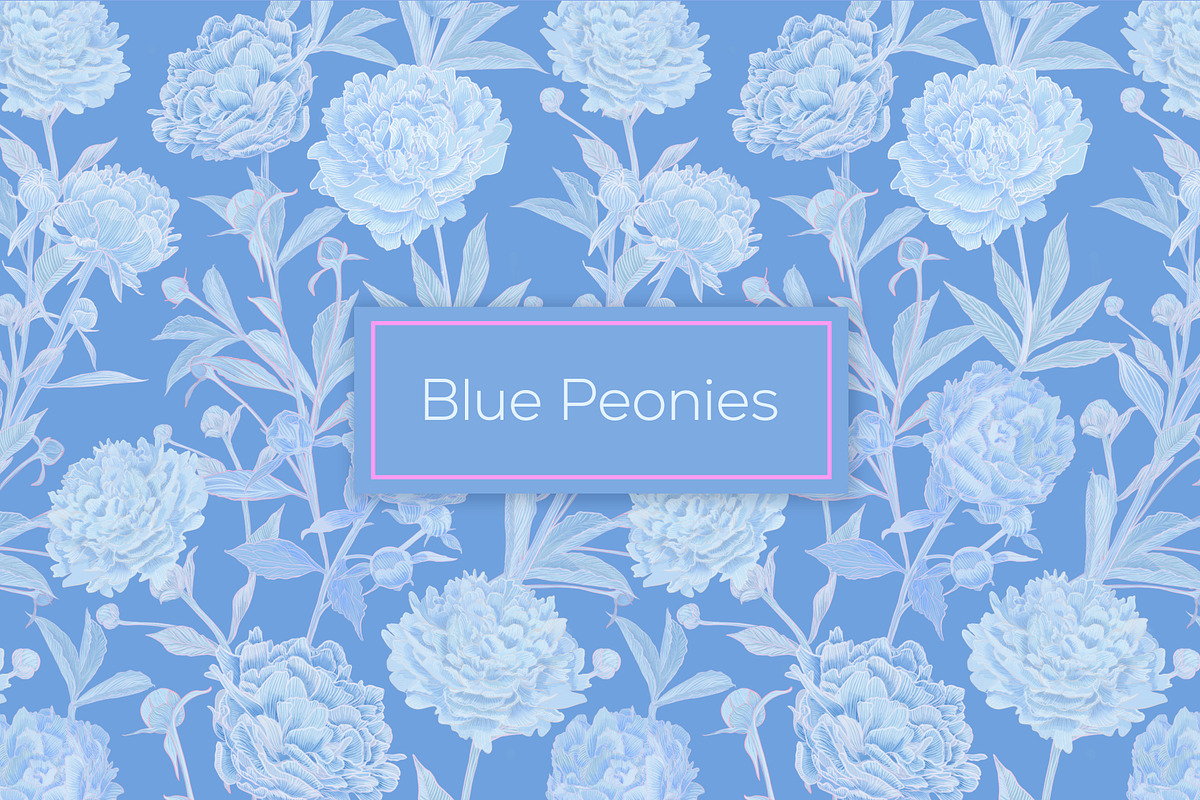 Blue Peonies seamless patterns, a Pattern Graphic by ANAKOTO (Photo 16 of 16)
