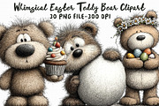 Whimsical Easter Teddy Bear Clipart-, an Illustration by Libby Wishes (Thumbnail 1 of 6)