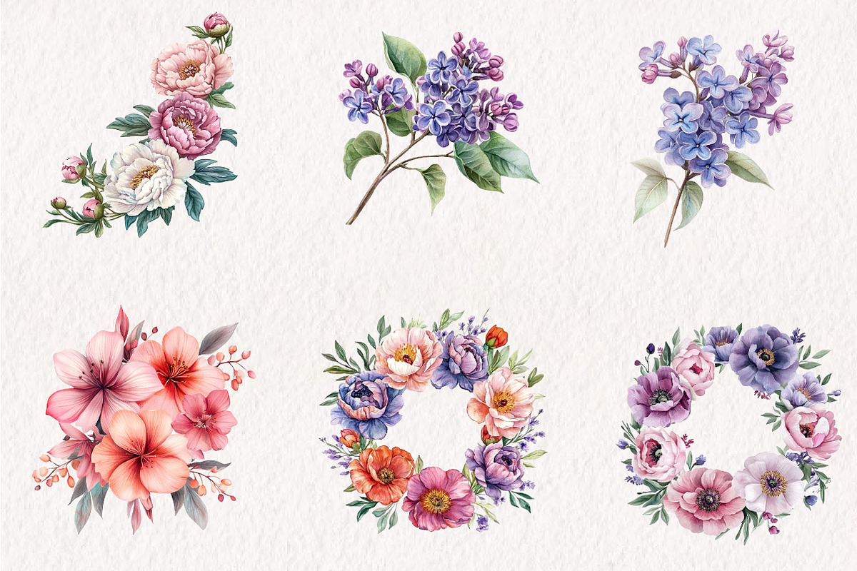 Watercolor Vivid Floral Collection, an Illustration by CreationArt (Photo 6 of 10)