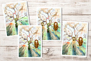 Adam and Eve - Watercolor Set, an Education Illustration by Tati Bordiu (Thumbnail 2 of 5)