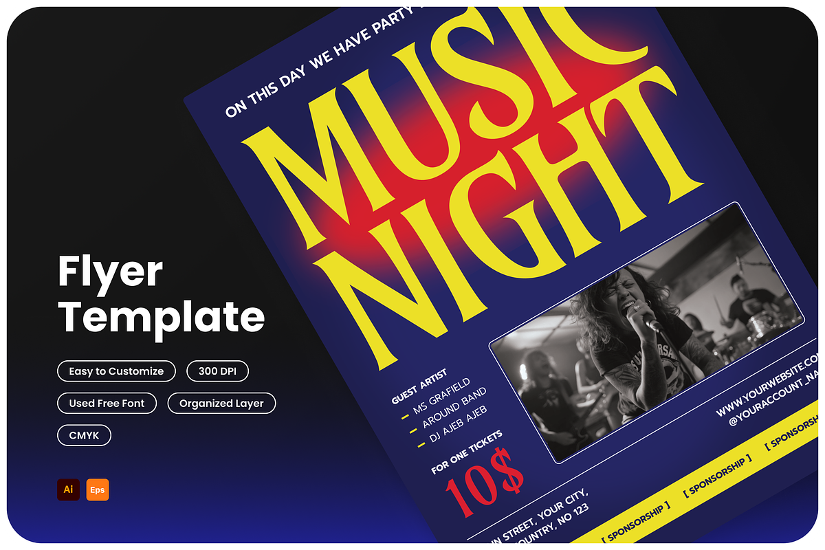 Music Night Flyer, a Flyer Template by Annora Studio (Photo 1 of 5)