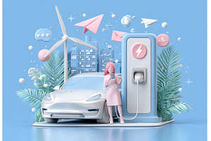 A woman is charging her electric car, a Person Photo by ZinetroN