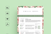 Floral Resume Template / CV template, a Resume Template by MH Design Template (Thumbnail 2 of 4)